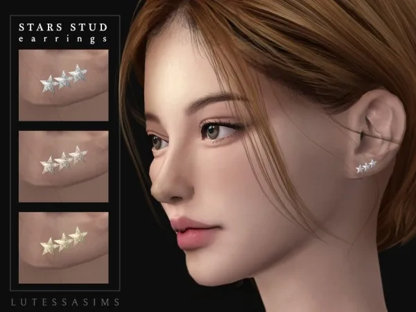 Alpha Stars stud earrings - The Sims 4 Custom Content