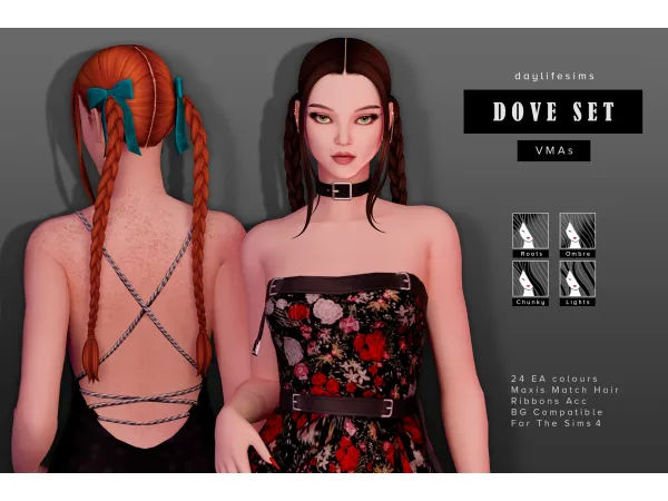 Maxis Match DOVE HAIR SET VMAs by daylifesims - The Sims 4 Custom Content