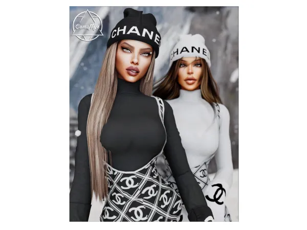 Alpha CHANEL SKI Collection (Female) Beanie Mittens (HatGloves) by camuflaje - The Sims 4 Custom Content