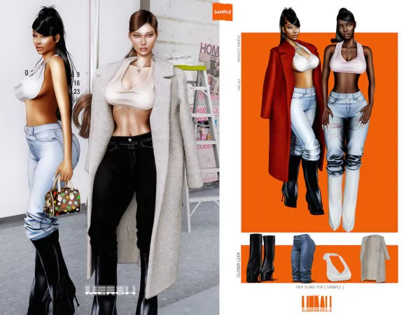 Mix merch tifa sling top (sample) - The Sims 4 Custom Content