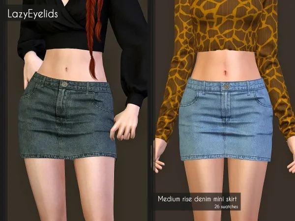 Alpha Medium rise denim mini skirt - The Sims 4 Custom Content