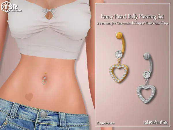 Alpha Fancy Heart BellyPiercing Set - The Sims 4 Custom Content