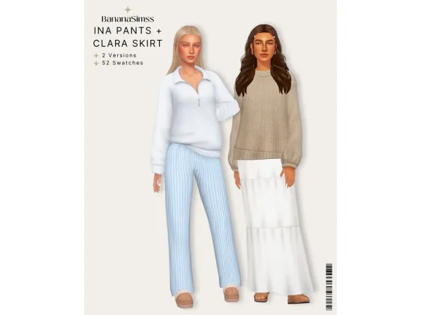 Maxis Match Ina Pants Clara Skirt by BananaSimss - The Sims 4 Custom Content