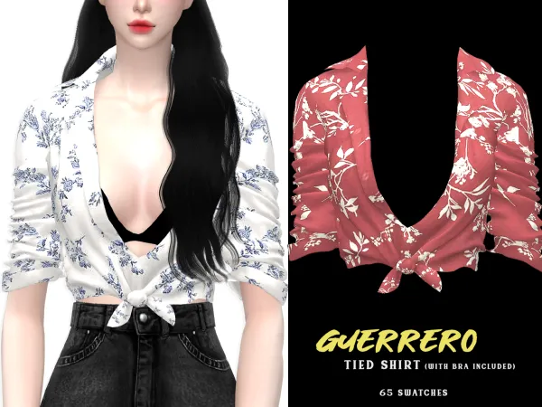 Mix Guerrero Tied Shirt with bra - The Sims 4 Custom Content
