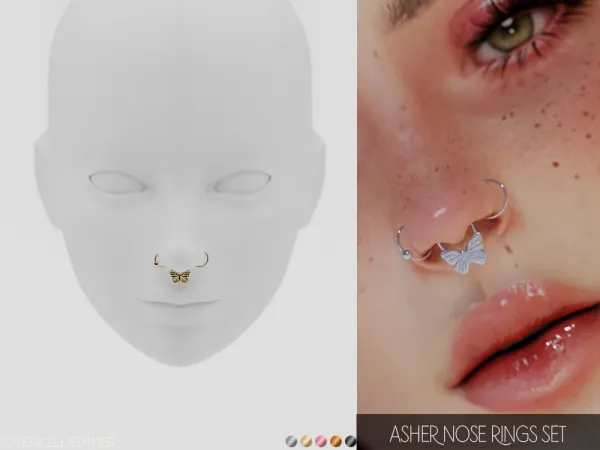 Alpha Asher nose rings set - The Sims 4 Custom Content