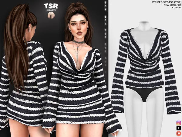 Alpha STRIPED SET 459 BD1218 BD1219 - The Sims 4 Custom Content