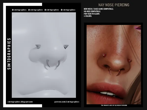 Alpha Nay Nose Piercing - The Sims 4 Custom Content