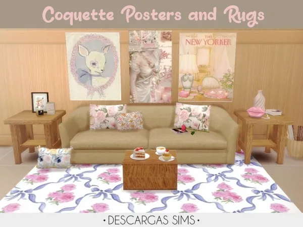Alpha Coquette Posters and Rugs - The Sims 4 Custom Content