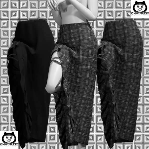 Alpha KIKIWSTUDIO Elegant lace up long skirt by simsfinds - The Sims 4 Custom Content