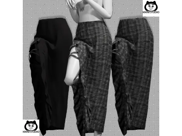 Alpha KIKIWSTUDIO Elegant lace up long skirt by KIKIW - The Sims 4 Custom Content