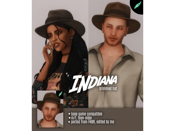 Maxis Match indiana brimmed hat - The Sims 4 Custom Content