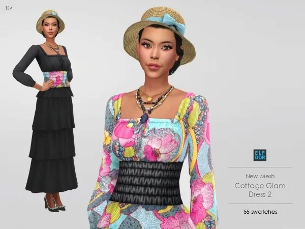 Maxis Match Cottage Glam Dress 2 - The Sims 4 Custom Content