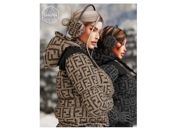 Alpha FENDI SKI Collection Earmuffs Beanie Gloves ALL IN ONE by camuflaje - The Sims 4 Custom Content