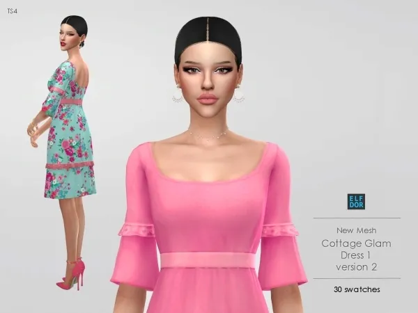 Maxis Match Cottage Glam Dress 1 v2 - The Sims 4 Custom Content