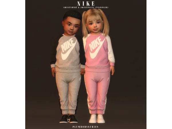 Alpha NIKE sweatshirt sweatpants FEB 2024 (toddler) by plumbobsnfries - The Sims 4 Custom Content