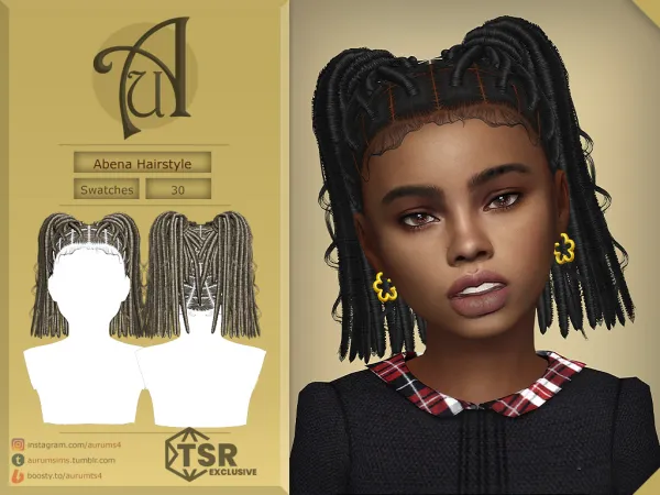 Alpha ABENA CHILD LOCS HAIRSTYLE FOR - The Sims 4 Custom Content