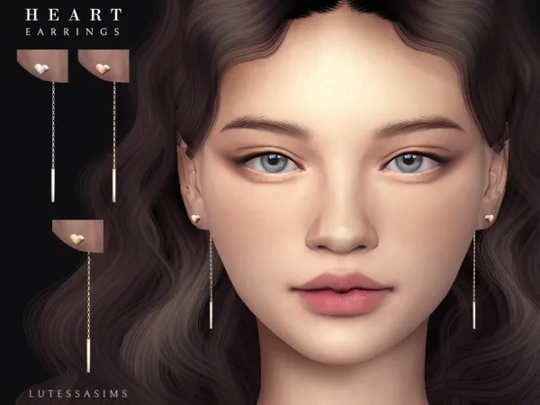 Alpha Heart Earrings - The Sims 4 Custom Content