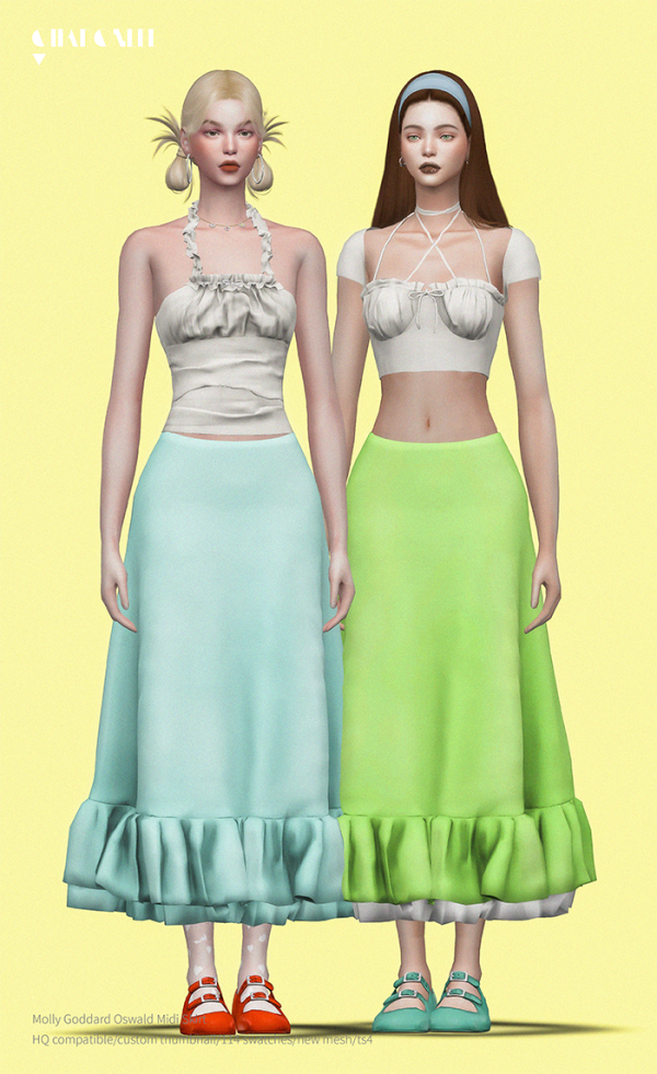 Alpha Molly Goddard Oswald Midi Skirt by simsfinds - The Sims 4 Custom Content