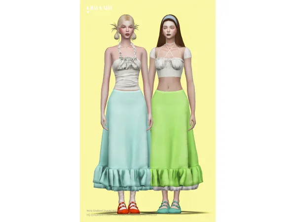 Alpha Molly Goddard Oswald Midi Skirt by charonlee - The Sims 4 Custom Content