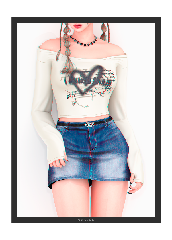 Alpha Puppet Top Skirt (with and without belt) by plbsims - The Sims 4 Custom Content