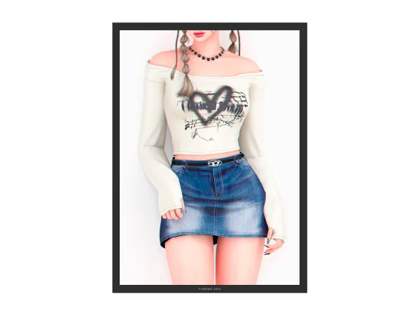 Alpha Puppet Top Skirt (with and without belt) - The Sims 4 Custom Content