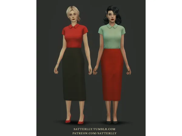 Maxis Match Formal skirt and shirt outfit 2 by satterlly - The Sims 4 Custom Content