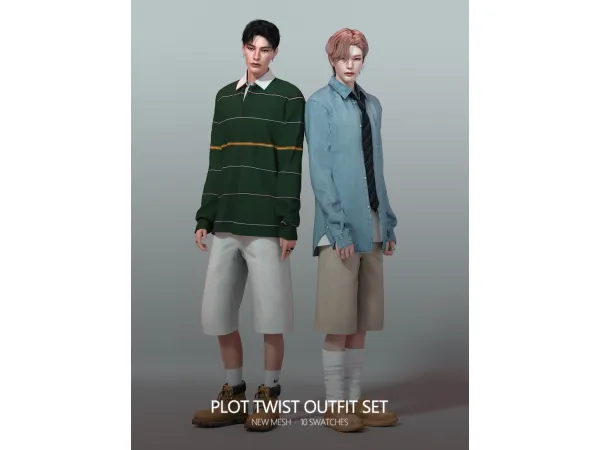 Alpha Plot Twist Outfit Set by rona_sims - The Sims 4 Custom Content