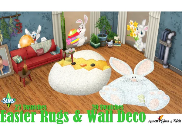 Mix Easter Wall Deco Rugs by AnnettsSims4Welt - The Sims 4 Custom Content