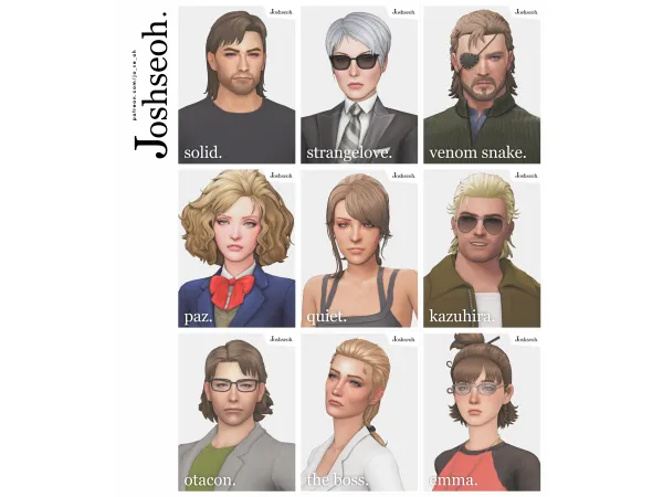 Maxis Match Metal Gear Solid Hair Pack (Hair Commissions) by jo_se_oh - The Sims 4 Custom Content