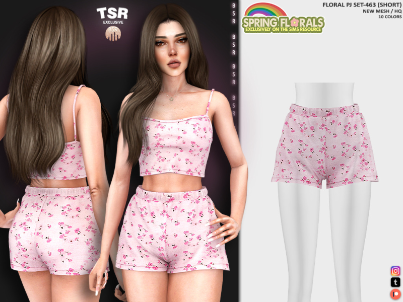 🖤FLORAL PJ SET-463 BD1226 & BD1227 🖤 - Sims 4 CC - SimsFinds