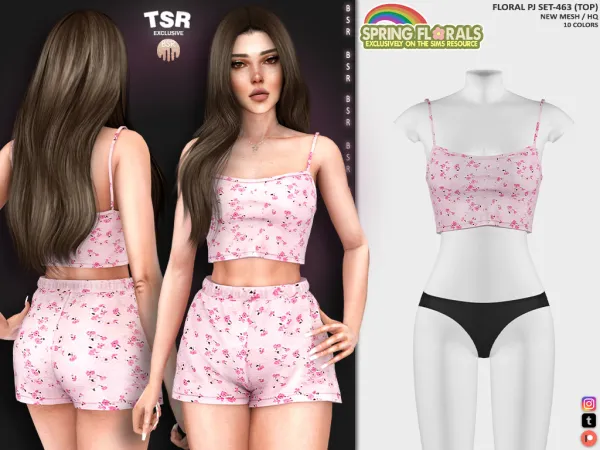 Alpha FLORAL PJ SET 463 BD1226 BD1227 - The Sims 4 Custom Content