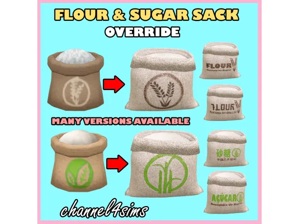 Maxis Match Flour and Sugar Sack Override by channel4sims - The Sims 4 Custom Content