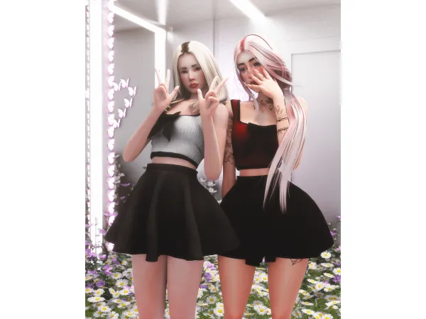 [chamis] bow tank top flare skirt - The Sims 3 Custom Content