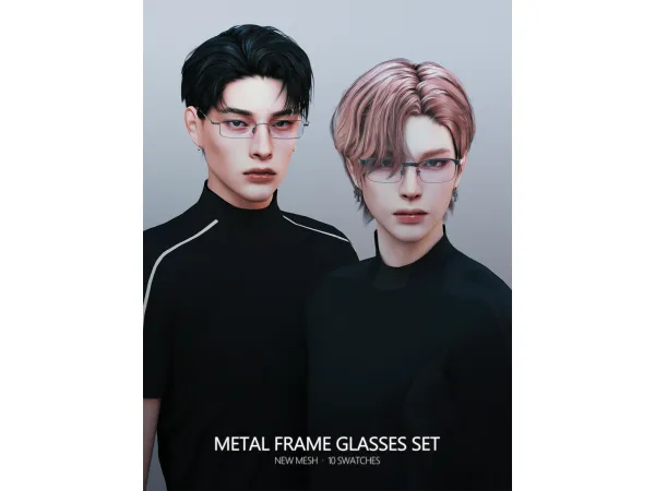 Alpha Metal Frame Glasses Set by rona_sims - The Sims 4 Custom Content