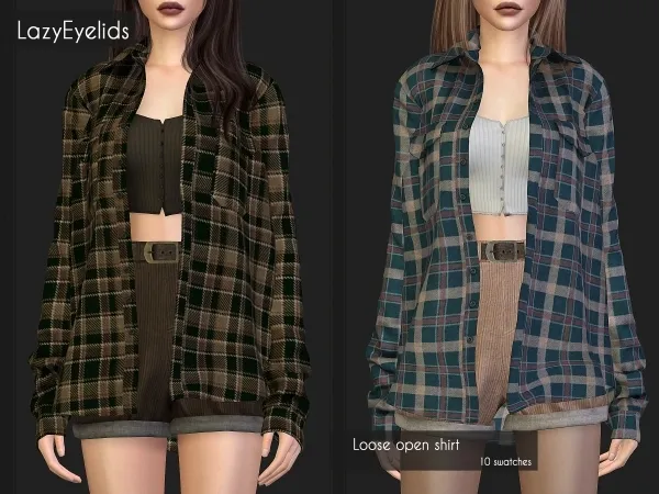 Alpha Loose open shirt - The Sims 4 Custom Content
