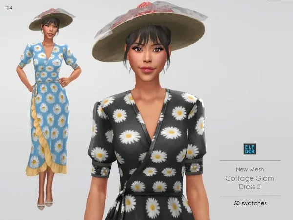 Maxis Match Cottage Glam Dress 5 - The Sims 4 Custom Content