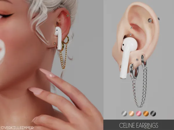 Mix Celine earrings (with earphones) - The Sims 4 Custom Content