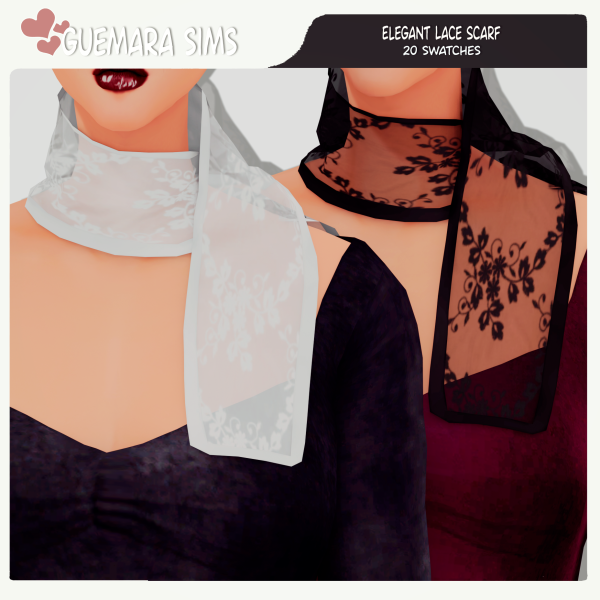 Alpha Elegant Lace Scarf (Public now) by simsfinds - The Sims 4 Custom Content