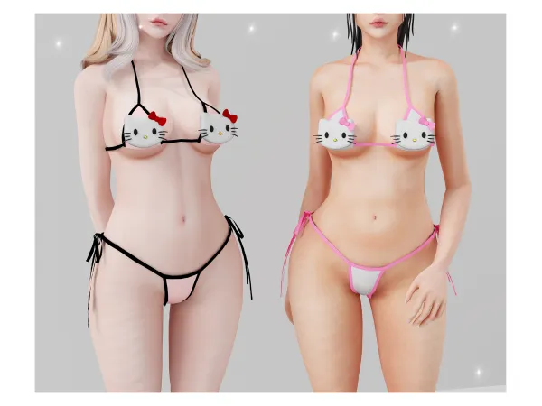 Alpha Nasty hello kitty bikini - The Sims 4 Custom Content