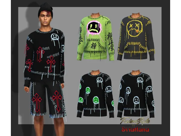 Alpha long sleeve sweater shorts - The Sims 4 Custom Content