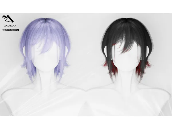Alpha [ZAO]Sixty Two Hair by ZAOZZAA - The Sims 4 Custom Content