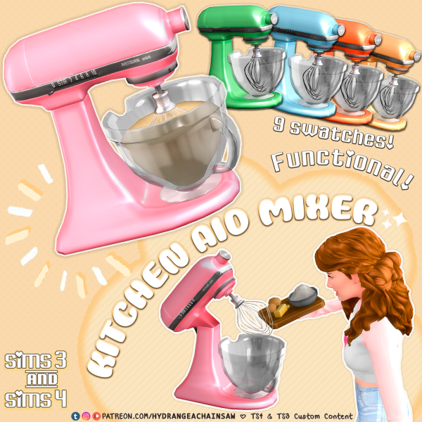 Mix Kitchen Aid Mixer (functional) by hydrangeachainsaw - The Sims 4 Custom Content