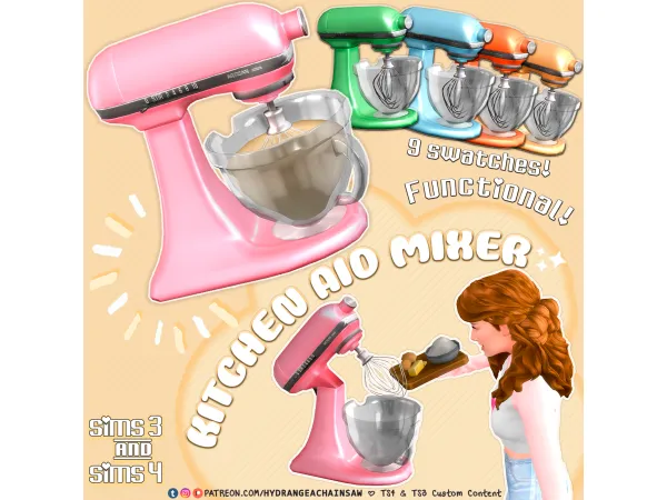 Mix Kitchen Aid Mixer (functional) by hydrangeachainsaw - The Sims 4 Custom Content