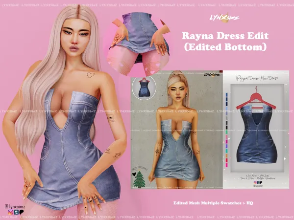 Alpha Rayna Mini Denim Dress Special Supporters by lynxsimz - The Sims 4 Custom Content