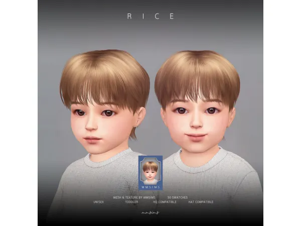 Alpha MMSIMS Hair Rice PU by mmsims - The Sims 4 Custom Content