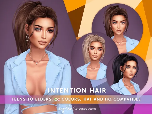Alpha Intention Hair - The Sims 4 Custom Content