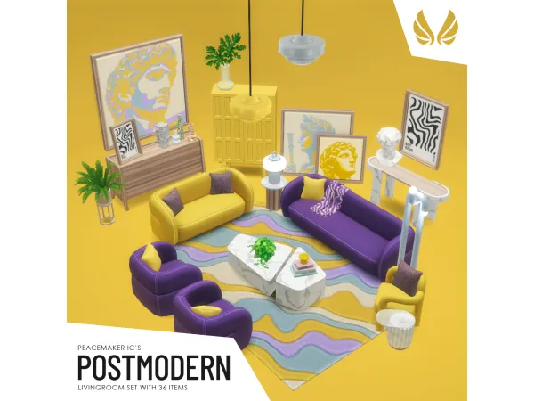 Maxis Match Postmodern Living Vibrant Modern Set for Your Sims by peacemakeric - The Sims 4 Custom Content