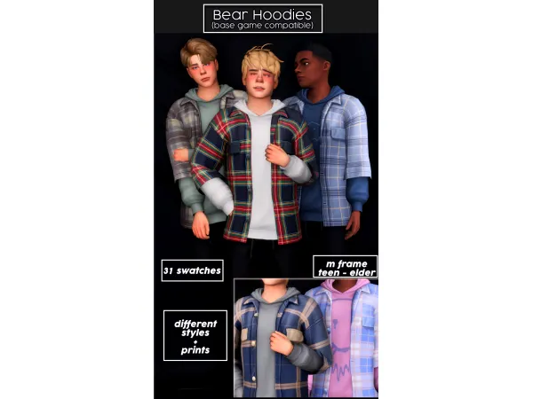 Maxis Match Bear Hoodies (bgc) by creamlattedream - The Sims 4 Custom Content