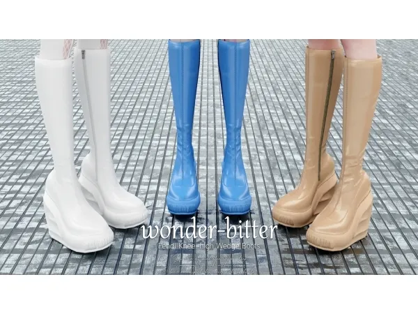 Alpha Fendi Knee high Wedge Boots - The Sims 4 Custom Content