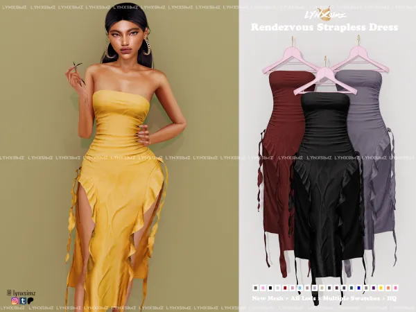 Alpha Rendezvous Strapless Dress Special Supporters by lynxsimz - The Sims 4 Custom Content